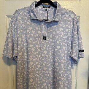 NWT Bad Birdie Men's flower pattern golf polo.